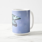 Magische blauwgroen vlinder foto koffiemok (Voorkant rechts)