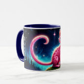 Magische blauwogige katachtige onder heldere sterr mok (Voorkant links)