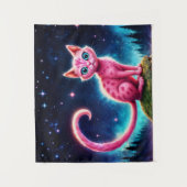 Magische blauwogige katachtige onder heldere sterr wandkleed (Voorkant)