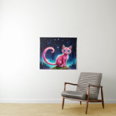 Magische blauwogige katachtige onder heldere sterr wandkleed (In Situ (horizontaal))