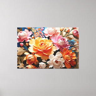 Magische Bloemen AI Kunst Schilderende Schoonheid Canvas Afdruk