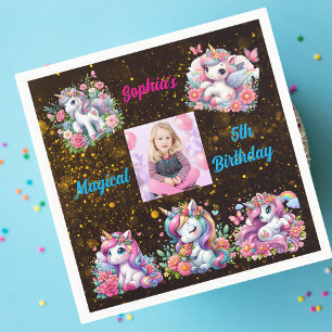 Magische Bloemen Eenhoorn Foto Kids Verjaardagsfee Servet