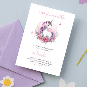 Magische Bloemen Eenhoorn Girlie Verjaardagsfeest Kaart