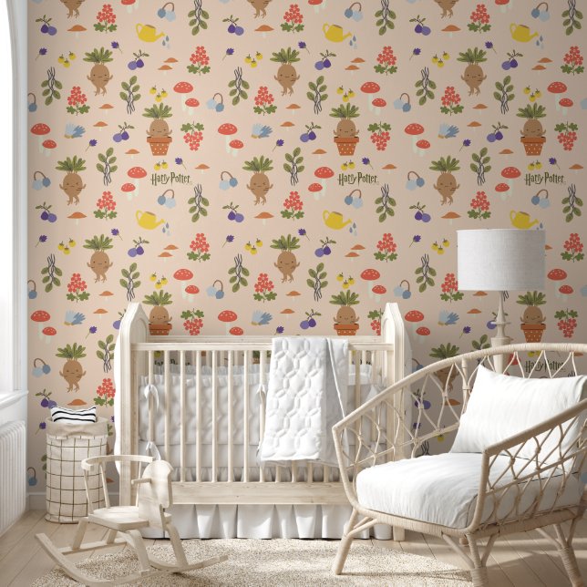 Magische bloemen Mandrake patroon Behang (Kinderen)