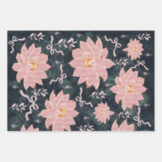 Magische bloemen met glinsterend ontwerp  inpakpapier vel