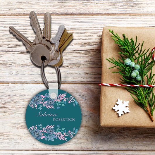 Magische bloemen personaliseren naam sleutelhanger