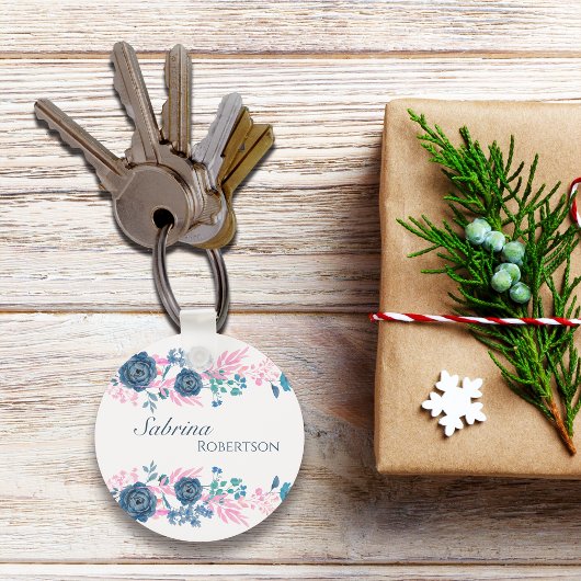 Magische bloemen personaliseren naam sleutelhanger