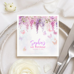 Magische Bloemen Wisteria Butterly Kids Verjaardag Servet