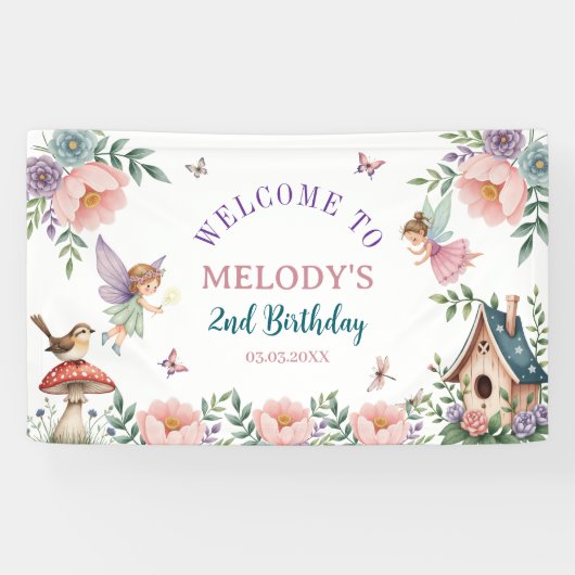 Magische Bloemenfee 2e verjaardag Banner (Horizontaal)