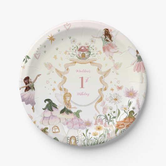 Magische Bloemenfee Verjaardagsfeest Papieren Bordje (Voorkant)