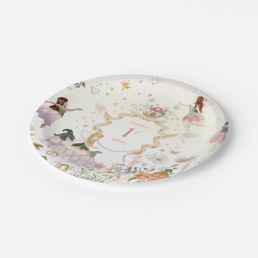 Magische Bloemenfee Verjaardagsfeest Papieren Bordje (Gekanteld)