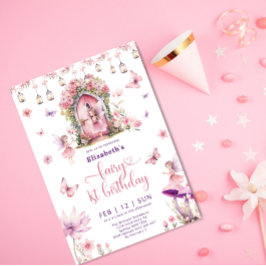 Magische bloementuin fee 1e verjaardagsfeestje kaart