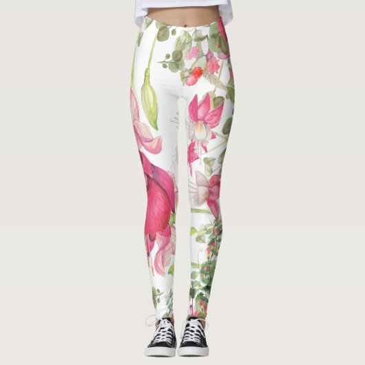 magische bloementuin over gedrukte leggings (Voorkant)