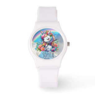 Magische Bloemige Eenhoorn Trendy Naam Meisjesac Horloge