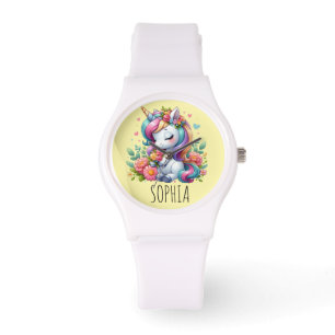 Magische Bloemige Eenhoorn Trendy Naam Meisjesac Horloge