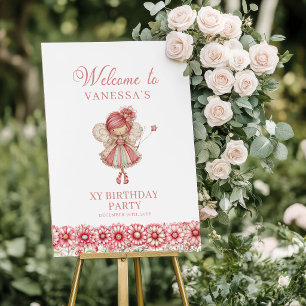 Magische Blush Fairy Bloemen 6e Verjaardag Welkom Poster