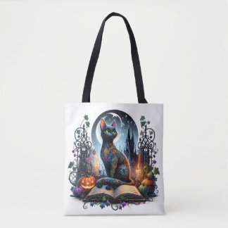 Magische Boekachtige Zwarte Kat Magie Tote Bag