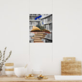 Magische boeken met poster van draak en kasteel (Keuken)