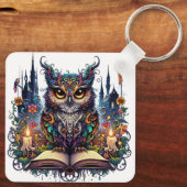 Magische Boekerige Uil Sleutelhanger (Achterkant)