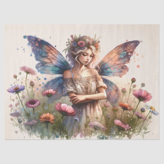 Magische  Boheemse Flower Fairy, Decoupage Tissuepapier (Voorkant)