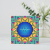 Magische Boheemse Zonnebloem Monogram Uitnodiging (Staand voorkant)