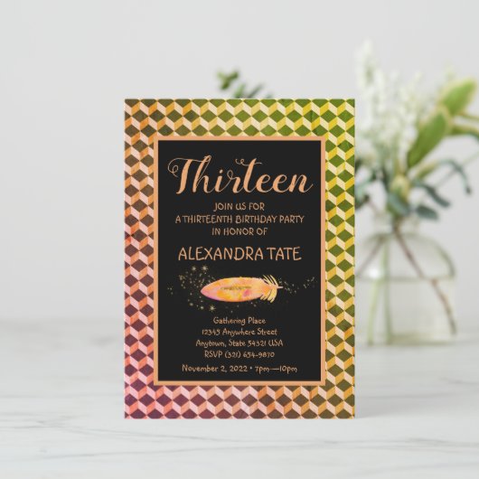 Magische Bohemian Feather Verjaardag uitnodiging (Staand voorkant)