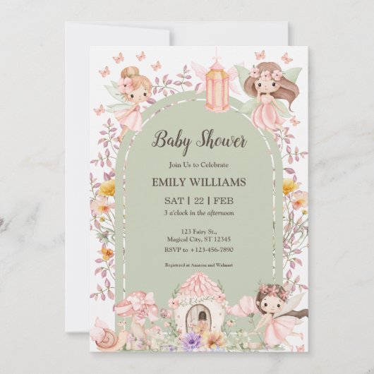 Magische Boho Boog Fee Baby Shower Uitnodigingen (Voorkant)