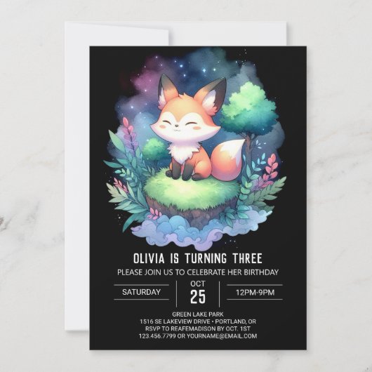 Magische Boho Fox Verjaardag digitaal Kaart (Voorkant)