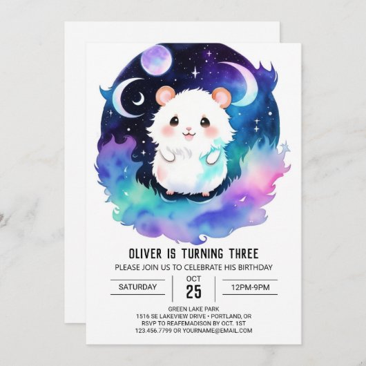 Magische Boho Hamster Verjaardag Kaart (Voorkant / Achterkant)