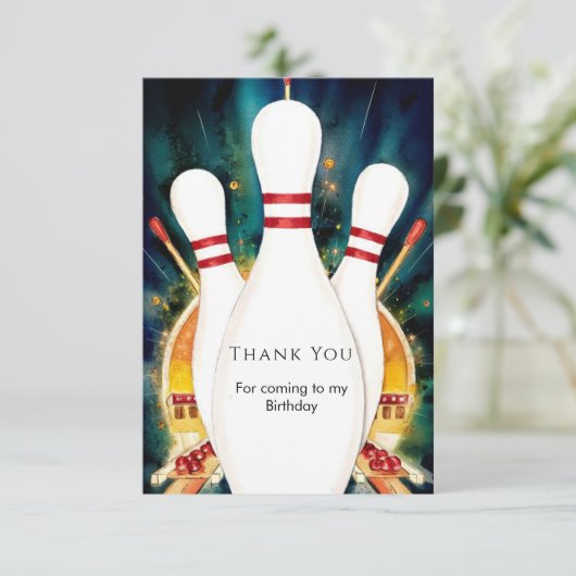 Magische boho spel bowling verjaardag bedankkaart (Staand voorkant)