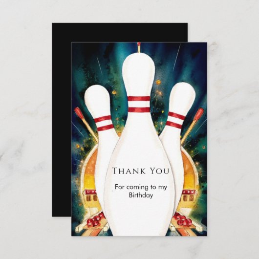 Magische boho spel bowling verjaardag bedankkaart (Voorkant / Achterkant)