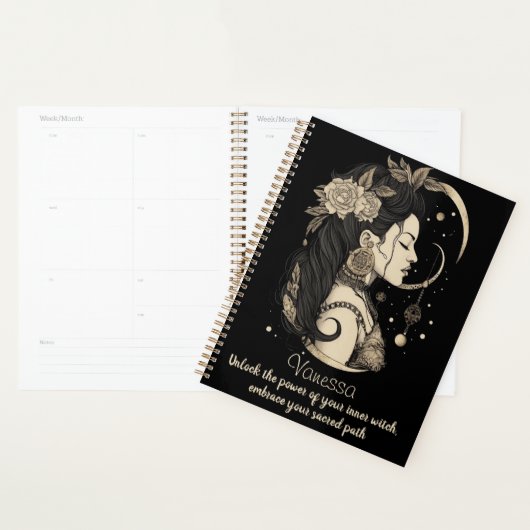 Magische Boho Vrouw, Inner Gothic Heks, Zwart Planner (Display)
