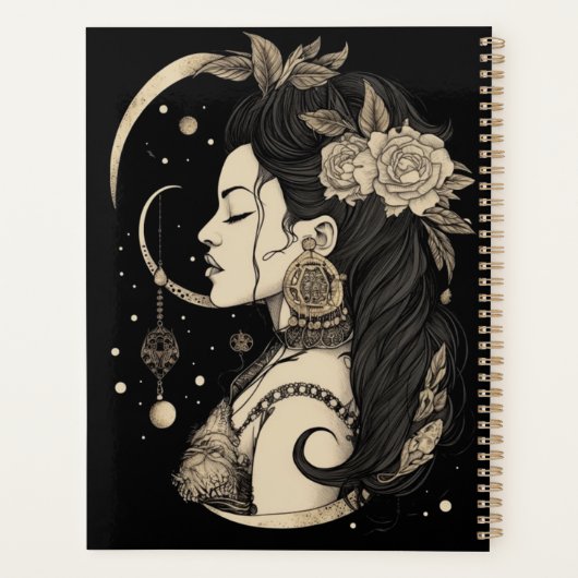 Magische Boho Vrouw, Inner Gothic Heks, Zwart Planner (Achterkant)