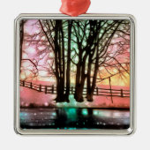 Magische bomen op een Snowy Delaware Hillside Metalen Ornament (Voorkant)