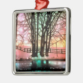 Magische bomen op een Snowy Delaware Hillside Metalen Ornament (Links)