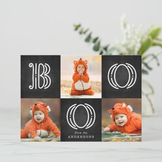 Magische Boo | Halloween Fotokaart Feestdagenkaart (Staand voorkant)