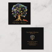 Magische boom met langoestoornvos vierkante visitekaartje (Voorkant / Achterkant)