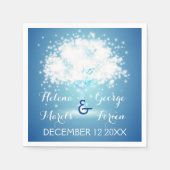 Magische boom met mousserende lichten blauwe bruil servetten (Voorkant)