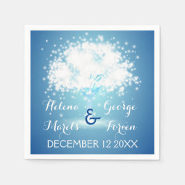 Magische boom met mousserende lichten blauwe bruil servetten