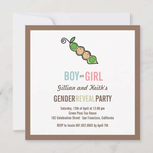 Magische boomerwten in peul Baby shower onthullen Kaart (Achterkant)