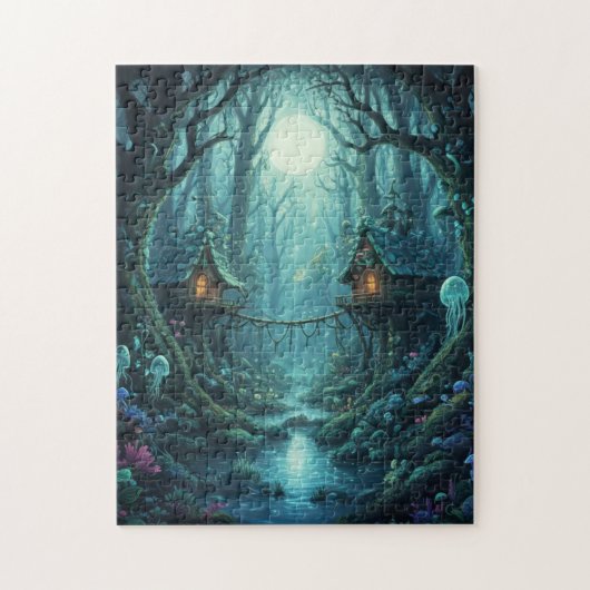 Magische Boomhut Dorp Fantasie Bos Puzzel (Verticaal)