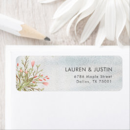 Magische bos bloemenbruiloft retour adres label