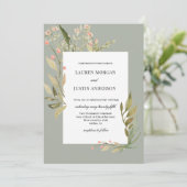 Magische bos bloemenbruiloft uitnodiging (Staand voorkant)