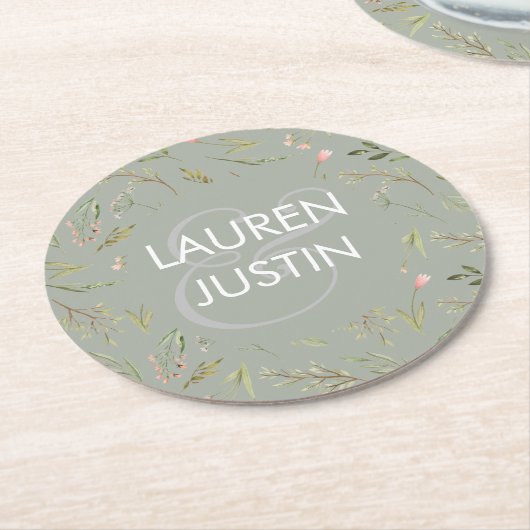 Magische bos bloemige monogram papier Onderzetter (Gebogen)