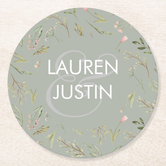 Magische bos bloemige monogram papier Onderzetter (Voorkant)