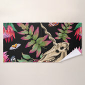 Magische bos eenhoorn donker patroon. badhanddoek (Badhanddoek)