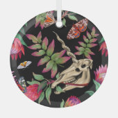 Magische bos eenhoorn donker patroon. glas ornament (Voorkant)