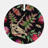 Magische bos eenhoorn donker patroon. glas ornament (Achterkant)