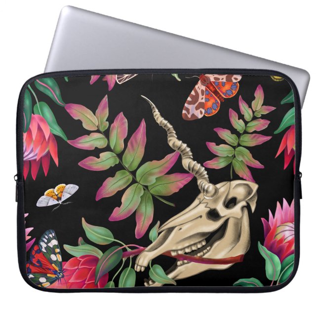 Magische bos eenhoorn donker patroon. laptop sleeve (Voorkant)