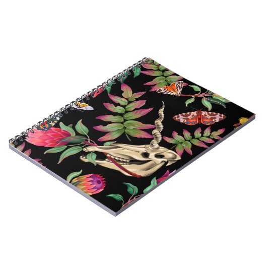 Magische bos eenhoorn donker patroon. notitieboek (Linkerzijde)